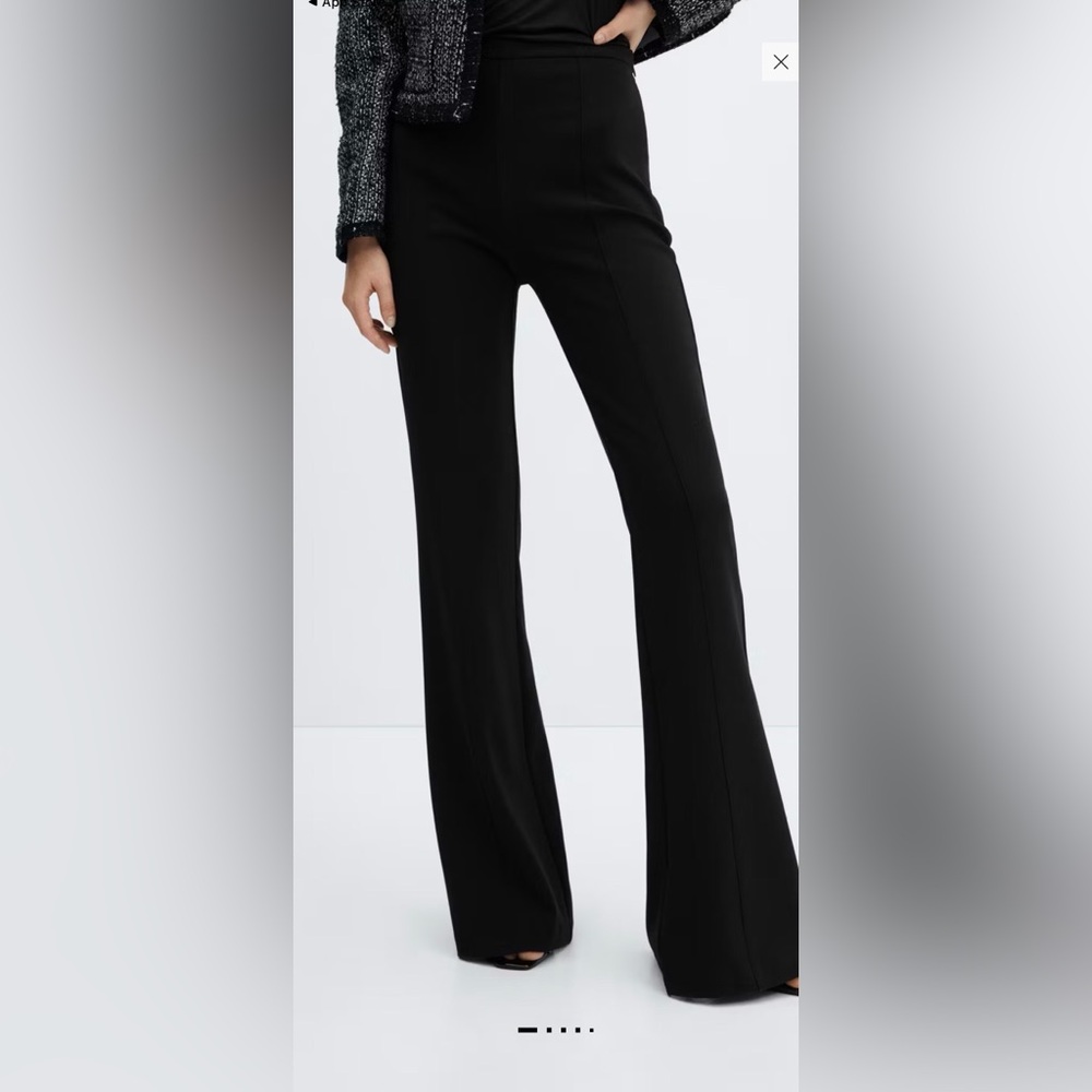 Mango Black Dress Flare Pants w/ Flare Slit - NWT